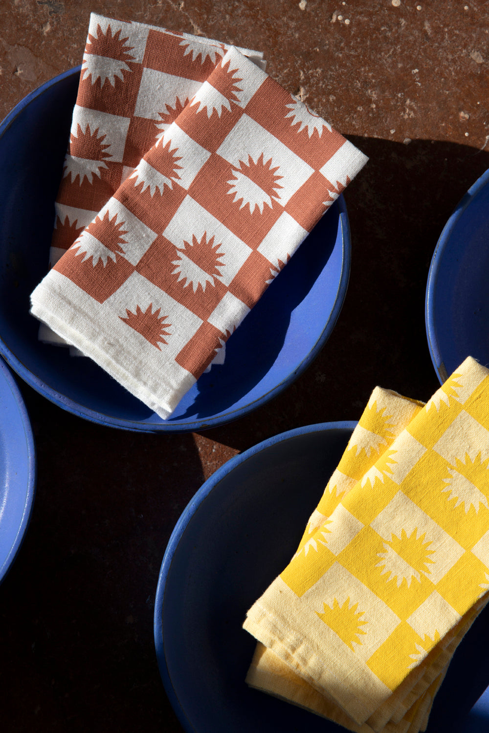 Flax Linen Napkins in Sunrise Print